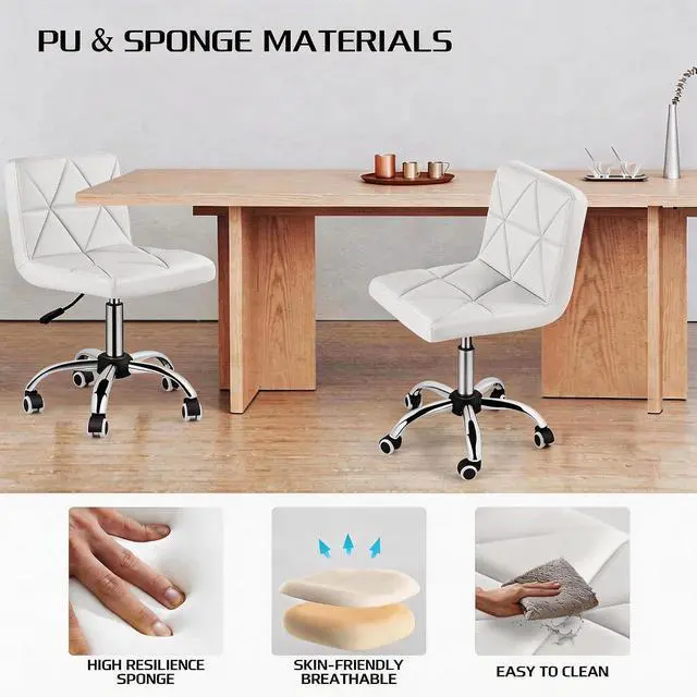 Alt view image 4 of 7 - COSVALVE Armless Swivel Office Chair with Wheels, Adjustable Height | Armless Mid Back Chair With 360° Swivel, Adjustable Height & Rolling Wheels, Ideal For Home Offices, Conferences & Salons