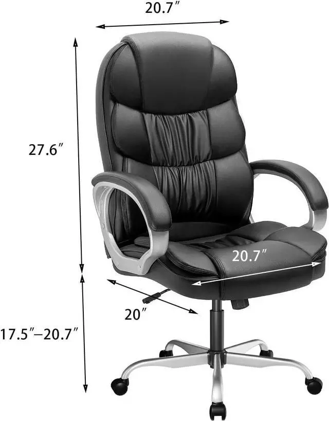 Alt view image 3 of 7 - VICTONE Big and Tall Office Chair Ergonomic Desk Chair High Back Executive Computer Chair Adjustable Swivel PU Leather Task Chair with Padded Armrests and Lumbar Support (Black)