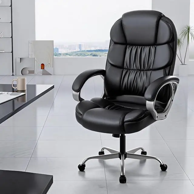 Alt view image 7 of 7 - VICTONE Big and Tall Office Chair Ergonomic Desk Chair High Back Executive Computer Chair Adjustable Swivel PU Leather Task Chair with Padded Armrests and Lumbar Support (Black)
