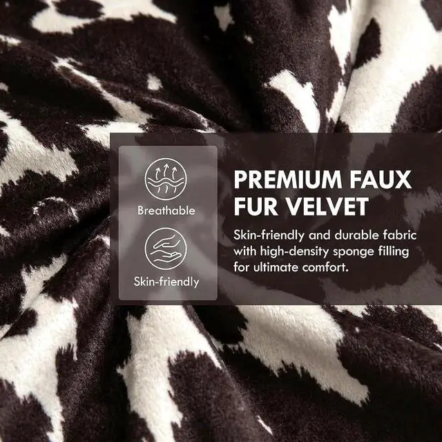 Alt view image 5 of 7 - VESCASA Cow Print Desk Chair Velvet Vanity Chair with Wheels | 360° Swivel, Height Adjustable, Home Office Desk Chair for Teens Bedroom, Cute Cowhide, Upholstered Comfy Seat&Back,