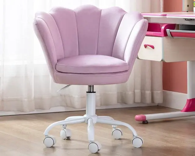 Main image of CIMOTA Cute Kids Desk Chair,Velvet Bedroom Chair Adjustable Child Computer Chair Swivel Shell Vanity Chairs for Girls Bedroom/Study Room, Light Purple
