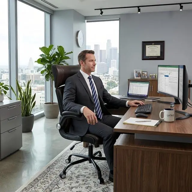 Alt view image 5 of 5 - PU Leather Ergonomic Office Chair Adjustable Headrest Arms Lumbar Support | Adjustable Height High Back Mesh Support with Flip up Armrests, Swivel Task Chairs for Home Office Computer 400BLS