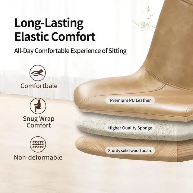 Alt view image 4 of 7 - DUHOME Modern PU Leather Office Chair Desk Chair Swivel Computer Chair with Gold Base Camel