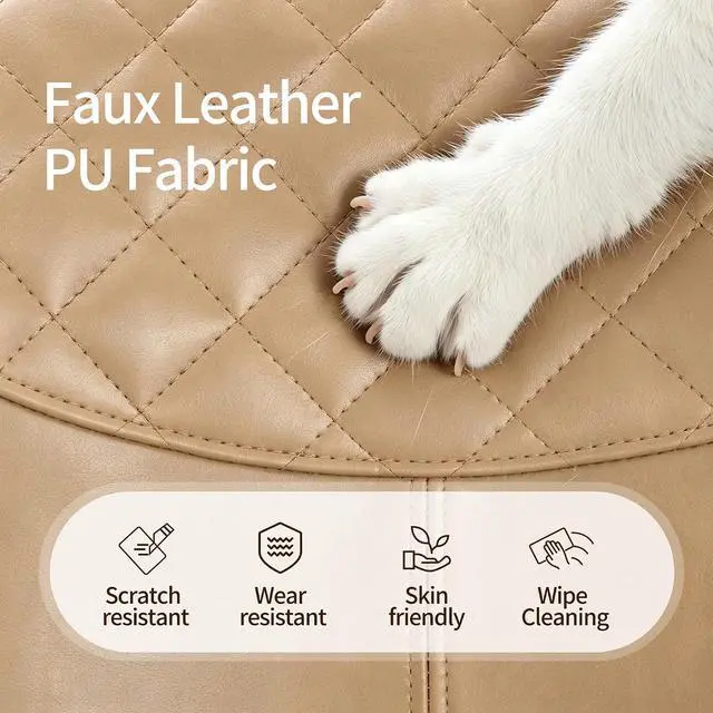 Alt view image 5 of 7 - DUHOME Modern PU Leather Office Chair Desk Chair Swivel Computer Chair with Gold Base Camel