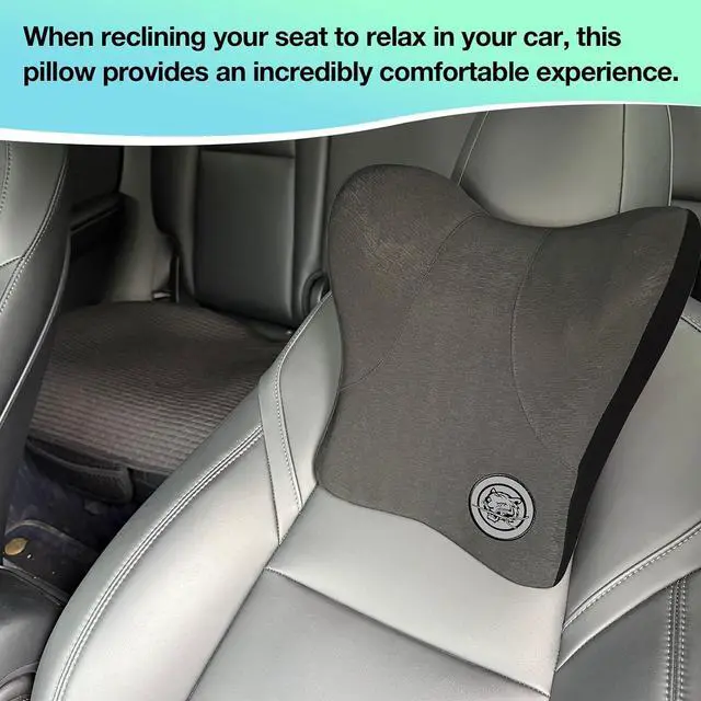 Alt view image 7 of 7 - Car Neck Pillow for Driving Seat, Soft Memory Foam Headrest Pillow with Adjustable Strap and Removable Cover, Ergonomic Neck Support for Car, Office Chair, Gaming Chair Dark Grey