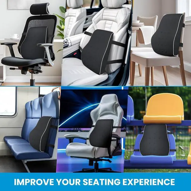 Alt view image 7 of 7 - Lumbar Support Pillow for Office Chair,Mothers Day Gifts for Mom, Back Support Pillow for Car, Office Supplies, Chair Cushions, Back Pain Relief Improve Posture, Mesh Cover Double Adjustable Straps