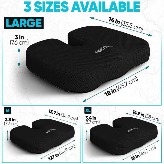 Alt view image 2 of 7 - FORTEM Seat Cushion & Lumbar Support for Office Chair, Wheelchair, Car | Memory Foam | Ergonomic Design | Washable Cover | Non Slip | Black