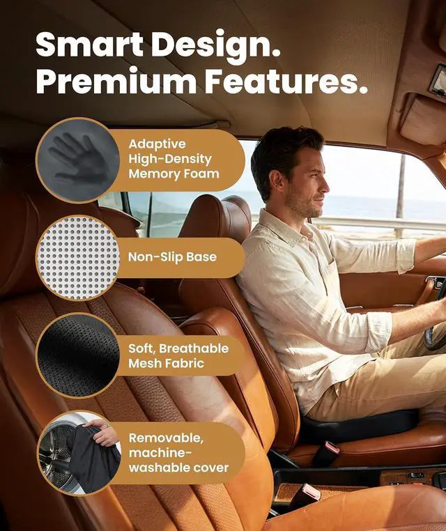 Alt view image 4 of 7 - Everlasting Comfort Doctor Recommended Memory Foam Seat Cushion for Office Chairs & Car - Ergonomic Office Desk Accessories - Cushions for Tailbone Pain Relief, Sciatica (Black, Large)