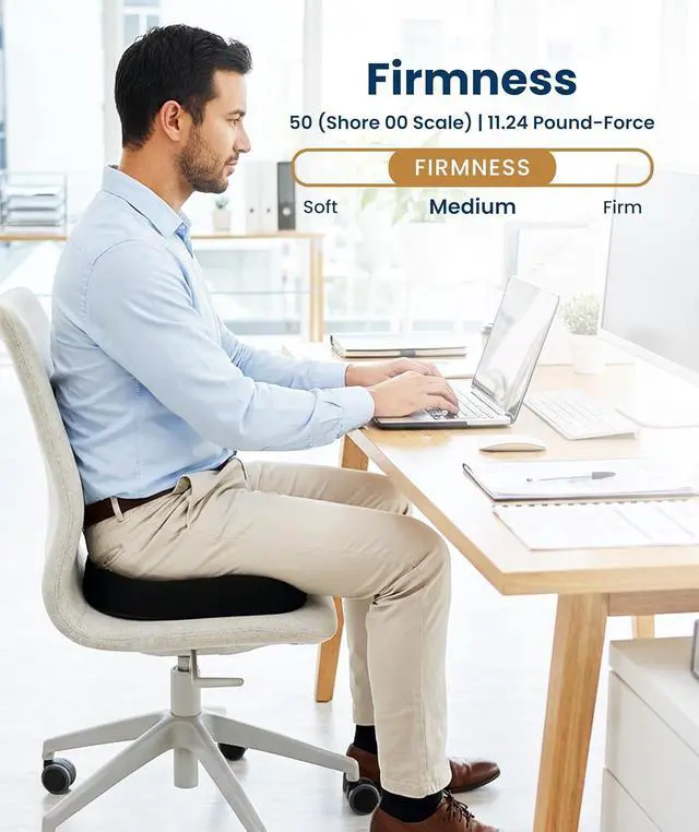 Alt view image 6 of 7 - Everlasting Comfort Doctor Recommended Memory Foam Seat Cushion for Office Chairs & Car - Ergonomic Office Desk Accessories - Cushions for Tailbone Pain Relief, Sciatica (Black, Large)