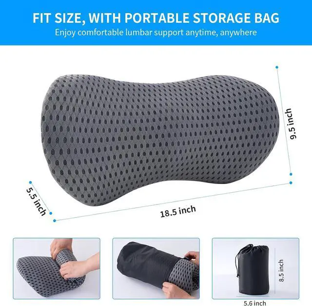 Alt view image 7 of 7 - Lumbar Pillow, Memory Foam Lumbar Support Pillow for Office Chair and Car Seat, Back Support Pillow for Lower Back Pain Relief, Support Cushion Back Pillow for Sleeping, Driving, Resting