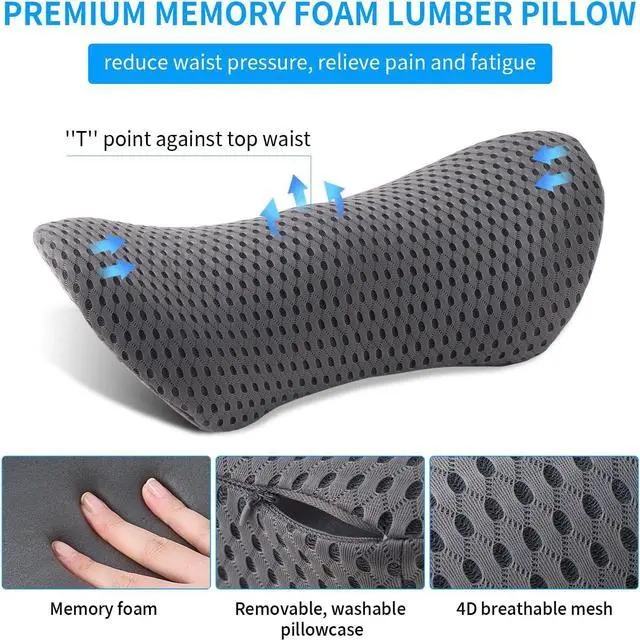 Alt view image 2 of 7 - Lumbar Pillow, Memory Foam Lumbar Support Pillow for Office Chair and Car Seat, Back Support Pillow for Lower Back Pain Relief, Support Cushion Back Pillow for Sleeping, Driving, Resting