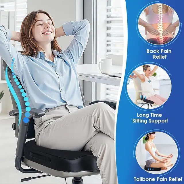 Alt view image 6 of 7 - TushGuard Seat Cushion for Office Chair, Car, Memory Foam, Black Large | For Back, Coccyx, Sciatica, Tailbone, Ergonomic Design, Non-Slip, Desk Wheelchair Use, Supportive Butt Pillow, For Man