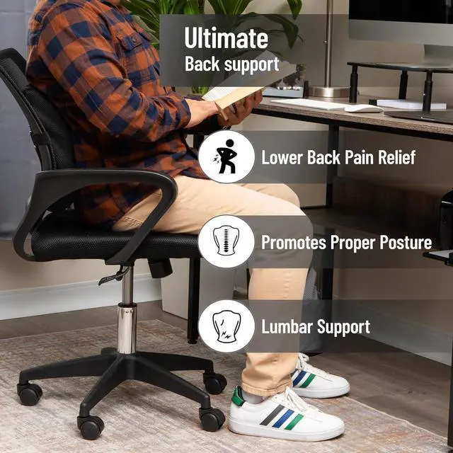 Alt view image 2 of 7 - Mind Reader Lumbar Support Cushion with Air-Cloud Memory Foam, Ergonomic Lower Back Pillow for Office Chair and Car Seat, Black