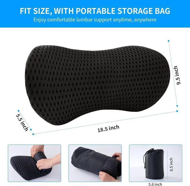 Alt view image 7 of 7 - Lumbar Pillow, Memory Foam Lumbar Support Pillow for Office Chair and Car Seat, Back Support Pillow for Lower Back Pain Relief, Support Cushion Back Pillow for Sleeping, Resting, Driving, Traveling