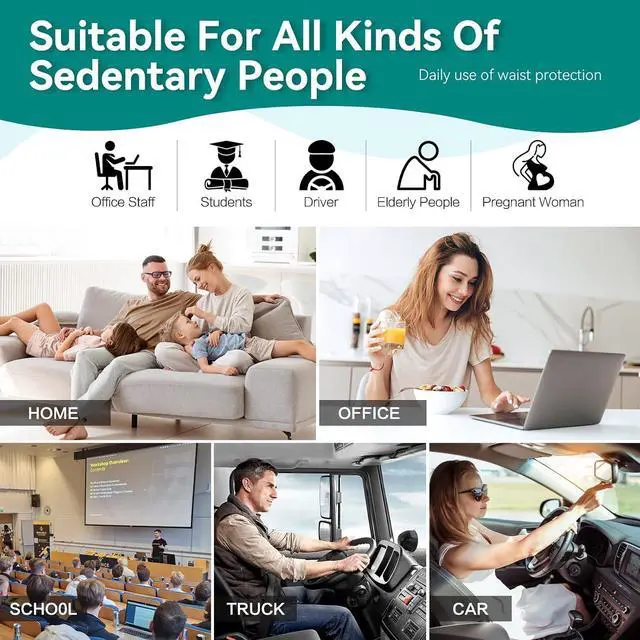 Alt view image 4 of 4 - X Large Memory Foam Seat Cushion & Lumbar Support Pillow, Sciatica & Tailbone Pressure Relief Coccyx Cushion for Office Chair, Car, Wheelchair, Home - Dark Grey