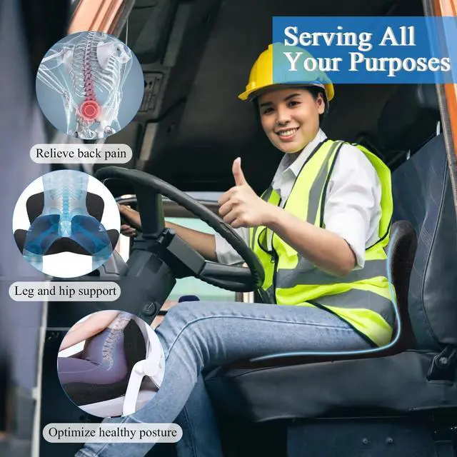 Alt view image 3 of 7 - Seat Cushion with Lumbar Support Pillow, Back and Seat Cushion for Office | Ergonomic L-Shaped Car Seat Cushion for Cars, Wheelchairs, Truck Seat Cushion for Sciatica & Lower Back Pain Relief