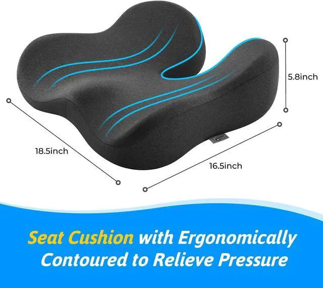 Alt view image 2 of 7 - Dreamer Car Seat Cushion for Tailbone & Sciatica Pain Relief | Certified & Ergonomist-Designed,Tapered Front Edge Reduces Thigh Pressure,Wide Memory Foam for Office Chair, Car, Wheelchair