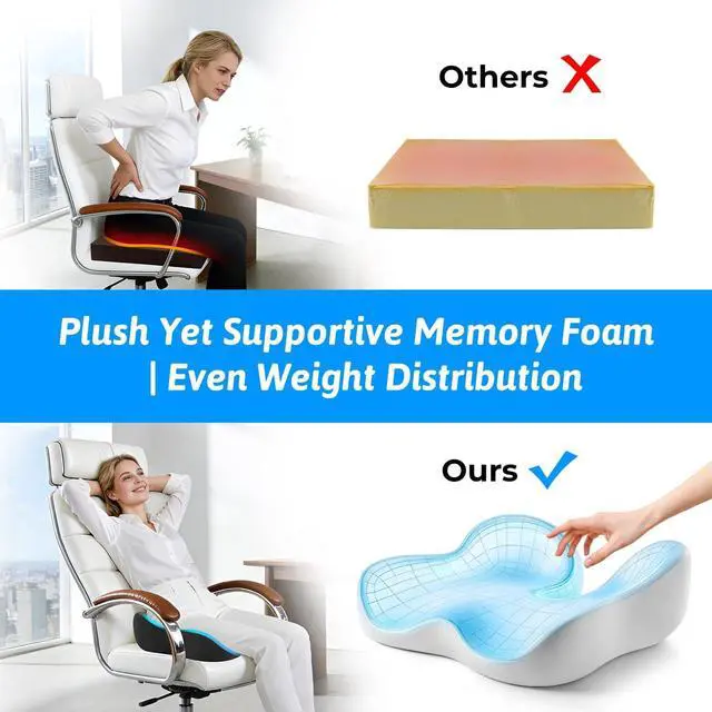 Alt view image 5 of 7 - Dreamer Car Seat Cushion for Tailbone & Sciatica Pain Relief | Certified & Ergonomist-Designed,Tapered Front Edge Reduces Thigh Pressure,Wide Memory Foam for Office Chair, Car, Wheelchair