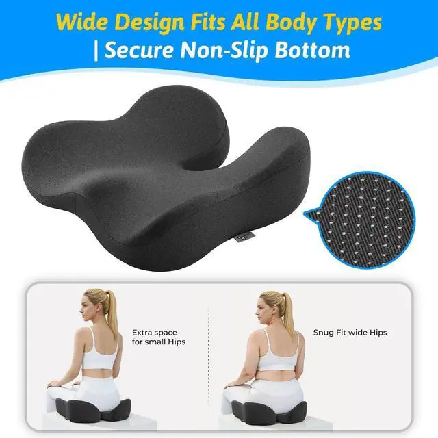 Alt view image 7 of 7 - Dreamer Car Seat Cushion for Tailbone & Sciatica Pain Relief | Certified & Ergonomist-Designed,Tapered Front Edge Reduces Thigh Pressure,Wide Memory Foam for Office Chair, Car, Wheelchair