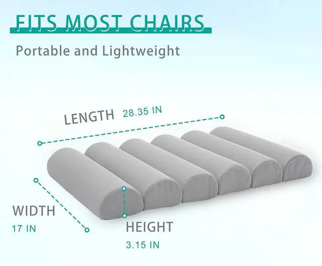 Alt view image 4 of 7 - Ergonomic Lumbar Support Pillow for Office Chair,Adjustable Back Cushion | Patented Design 6 Semi Cylindrical Back Support for Office Chair High Back,Neck/Upper/Lower Back Pain Relief,Breathable