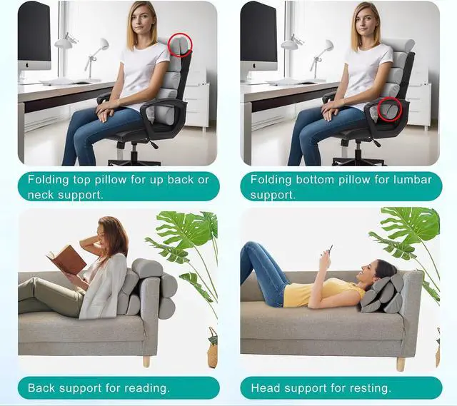 Alt view image 5 of 7 - Ergonomic Lumbar Support Pillow for Office Chair,Adjustable Back Cushion | Patented Design 6 Semi Cylindrical Back Support for Office Chair High Back,Neck/Upper/Lower Back Pain Relief,Breathable