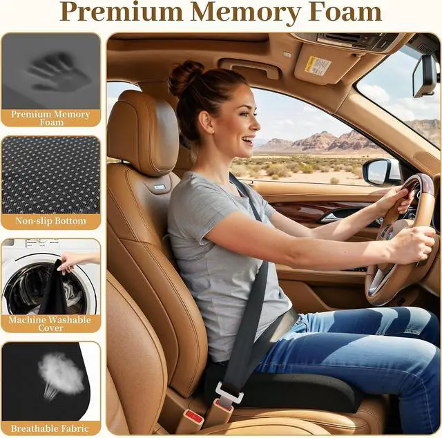 Alt view image 2 of 7 - TranquilRelax Memory Foam Seat Cushion for Office Chair, 3-Inch, Black | Medium-firm Support for Long Sitting, Washable Mesh Cover, Non-slip Base, Perfect for Car Seats & Short Drivers
