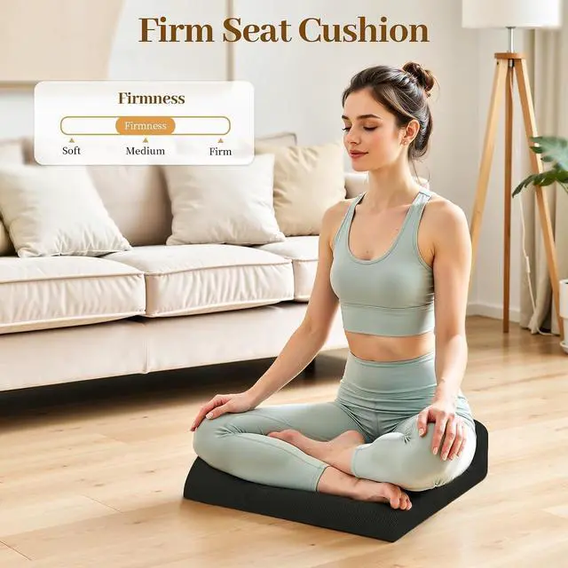 Alt view image 4 of 7 - TranquilRelax Memory Foam Seat Cushion for Office Chair, 3-Inch, Black | Medium-firm Support for Long Sitting, Washable Mesh Cover, Non-slip Base, Perfect for Car Seats & Short Drivers