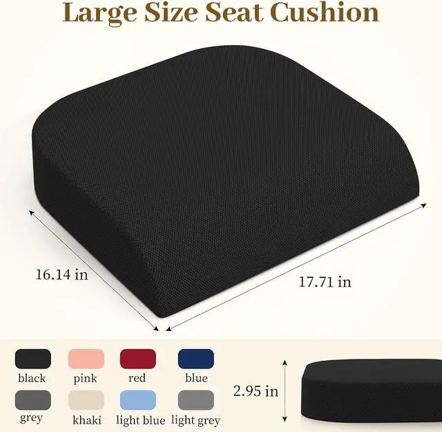 Alt view image 5 of 7 - TranquilRelax Memory Foam Seat Cushion for Office Chair, 3-Inch, Black | Medium-firm Support for Long Sitting, Washable Mesh Cover, Non-slip Base, Perfect for Car Seats & Short Drivers