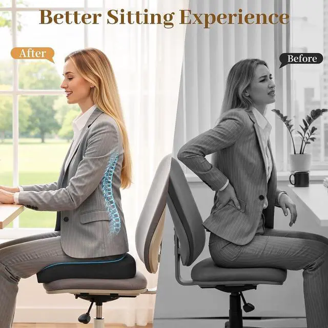 Alt view image 7 of 7 - TranquilRelax Memory Foam Seat Cushion for Office Chair, 3-Inch, Black | Medium-firm Support for Long Sitting, Washable Mesh Cover, Non-slip Base, Perfect for Car Seats & Short Drivers