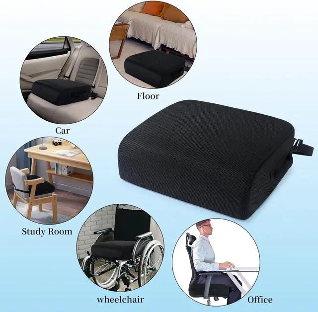 Alt view image 7 of 7 - MABOZOO Extra Thick Chair Cushions,Office Chair Booster Seat Cushion to Raise Seat Height for Pain Relief,18 x 16 x 5 inch Non Slip Memory Foam Thick Cushion with Carry HandleBlack
