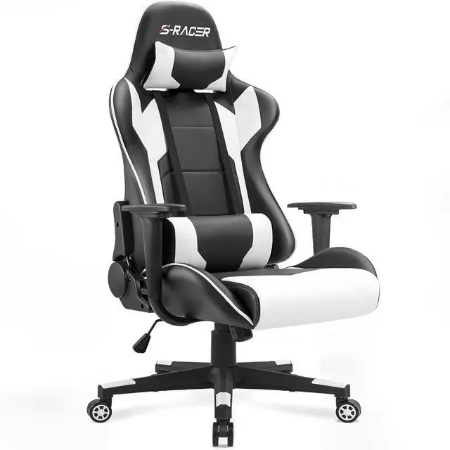 Main image of Homall Gaming Chair, Office Chair High Back Computer Chair Leather Desk Chair Racing Executive Ergonomic Adjustable Swivel Task Chair with Headrest and Lumbar Support (White)