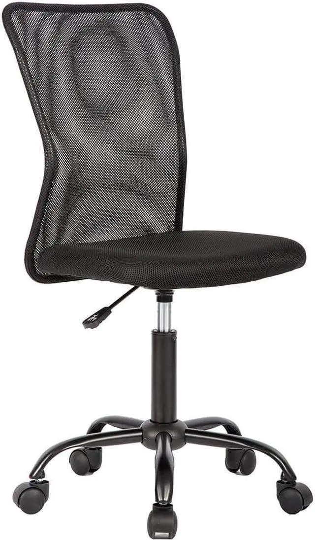 Main image of BestOffice | Armless Office Chair | Black | with Lumbar Support | Ergonomic Computer Chair with Height Adjustment, 360 Swivel, High Density Cushion & Rotatable Wheels | For Home, Office