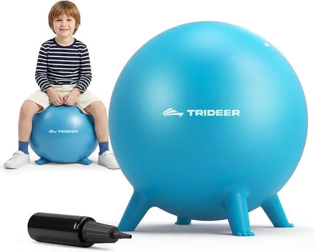 Main image of Trideer Flexible Seating for Classroom Elementary, Yoga Ball Chairs for Kids, Wobble Chair of School Supplies for Sensory Kids, Student Desk Chairs for Homeschool (Blue, 55cm)
