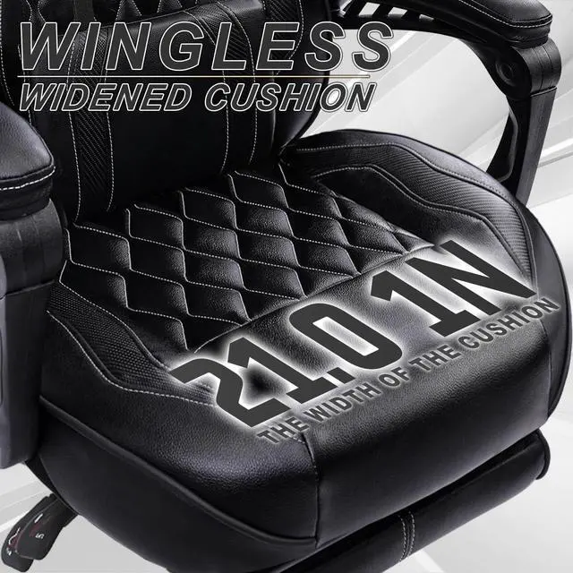 Alt view image 4 of 7 - Vonesse Gaming Chair, Computer Office Chair with Footrest, Reclining Gaming Chairs for Adults, Big and Tall Ergonomic Gaming Chair with Lumbar Support and Massage (Black)