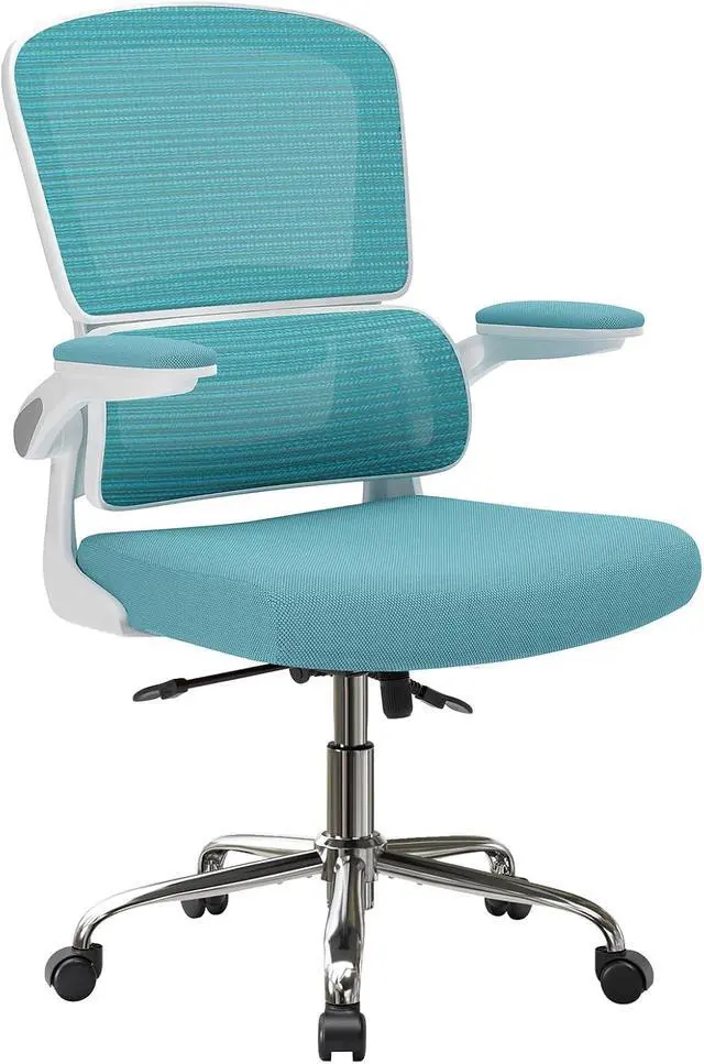 Main image of Logicfox Office Chair, Ergonomic Desk Chair - Thick Cushion Adjustable Height Computer Chair with Lumbar Support and Flip-up Armrests, Home Office Desk Chairs, Swivel Executive Task Chair, Light Blue