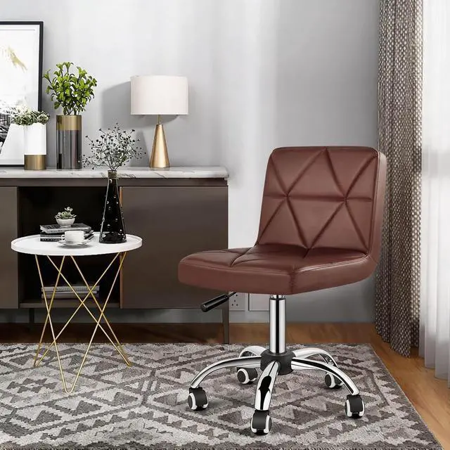 Alt view image 2 of 7 - COSVALVE Armless Swivel Office Chair with Wheels, Adjustable Height | Armless Mid Back Chair With 360° Swivel, Adjustable Height & Rolling Wheels, Ideal For Home Offices, Conferences & Salons