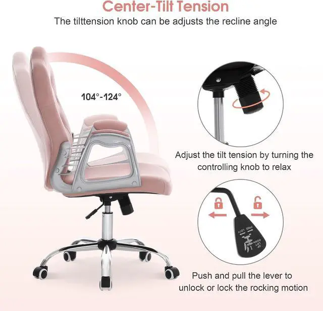 Alt view image 7 of 7 - BarberPub Ergonomic Nail Chair, Diamond Tufted Swivel Pink 3535