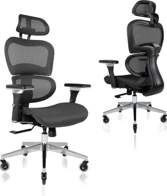 Main image of Nouhaus Ergo3D Ergonomic Office Chair Lumbar Support Mesh Office Chair with 4D Adjustable Armrest, Adjustable Headrest and Wheels, Mesh High Back Home Office Desk Chairs(Black)