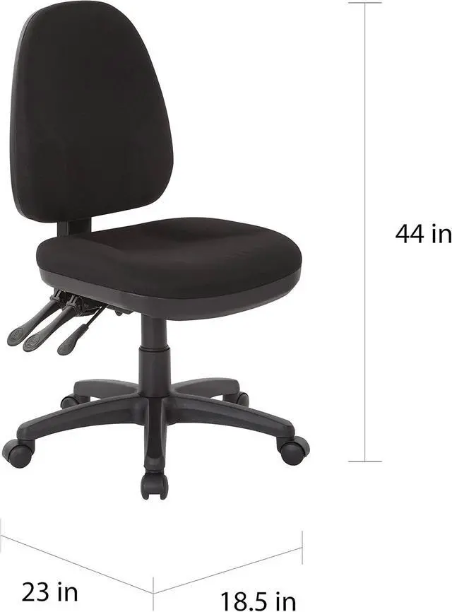 Alt view image 3 of 5 - Office Star Ergonomic Dual Function Office Task Chair with Adjustable Padded Back and Built-in Lumbar Support, Armless, Diamond Wine Fabric