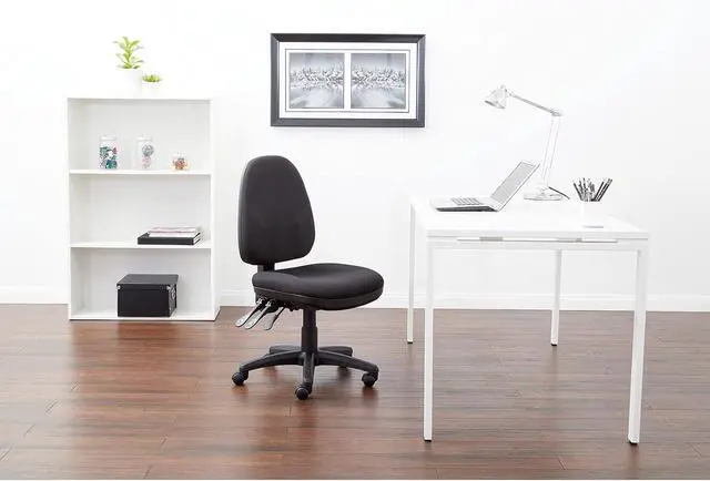 Alt view image 5 of 5 - Office Star Ergonomic Dual Function Office Task Chair with Adjustable Padded Back and Built-in Lumbar Support, Armless, Diamond Wine Fabric