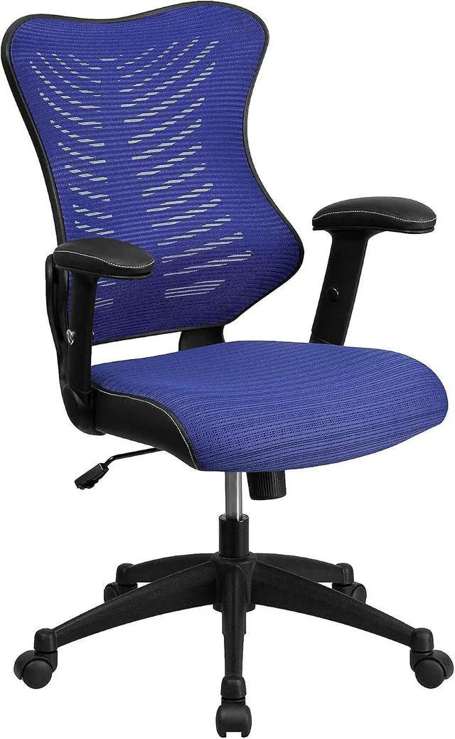 Alt view image 4 of 6 - Flash Furniture Mesh Swivel Adjustable Office Chair, Blue | Ergonomic, Adjustable Arms, High-Back, Mesh Back