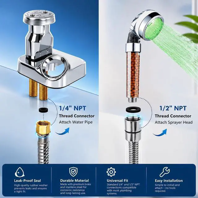 Alt view image 5 of 7 - Socila LED Sprayer Head Color Changing for Shampoo bowl, Salon Shampoo Bowl Spray Head High Pressure, auto color-changing, Filter By Stones For Dry & frizz Hair