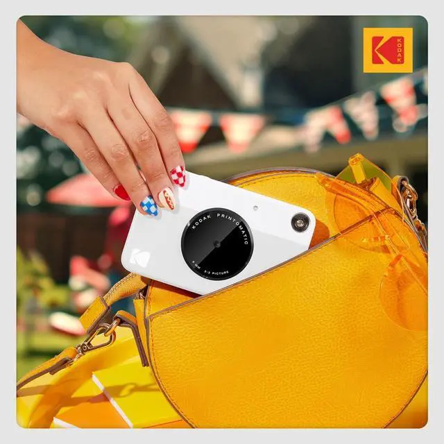 Alt view image 6 of 7 - Kodak Printomatic Instant Camera (Grey) Gift Bundle + Zink Paper (20 Sheets) + Deluxe Case + 7 Fun Sticker Sets + Twin Tip Markers + Photo Album.