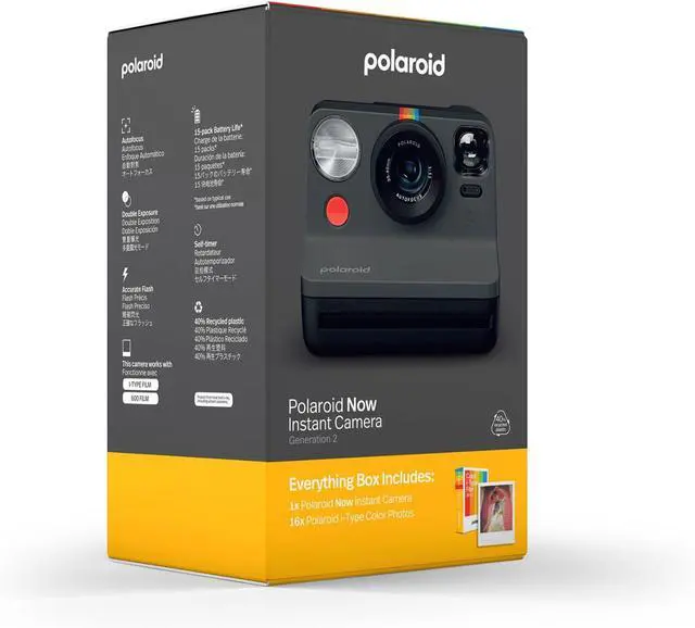 Alt view image 5 of 7 - Polaroid Now 2nd Generation I-Type Instant Camera + Film Bundle - Now Black Camera + 16 Color Photos (6248)- Black | 16 Color Photos (6248)
