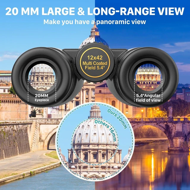 Alt view image 3 of 7 - Kylietech 12x42 Binoculars BAK4 FMC Lens Waterproof Fogproof Phone Adapter | 12x magnify, 42mm FMC lens&BAK4 prism, twist eyecups, Anti-slip Grip for birdwatch, hunt, stargaze&outdoor trips