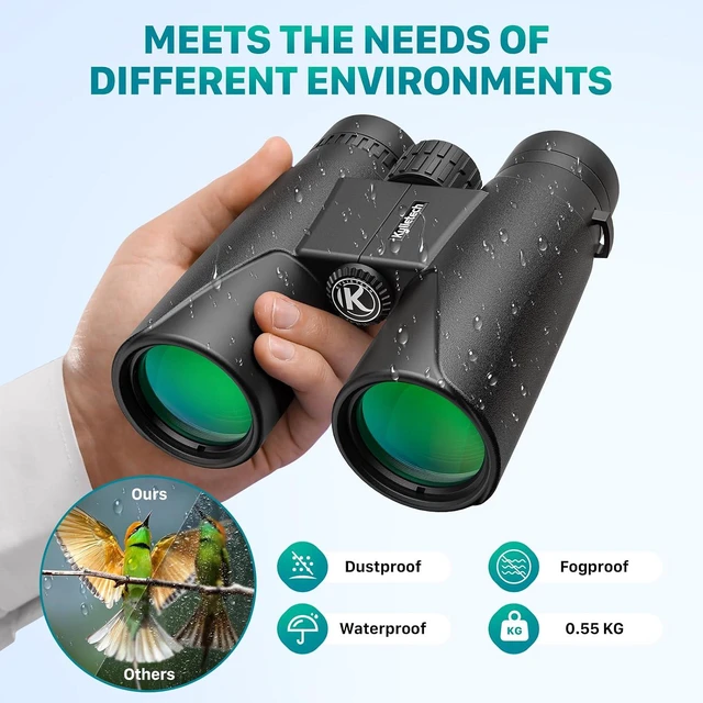 Alt view image 5 of 7 - Kylietech 12x42 Binoculars BAK4 FMC Lens Waterproof Fogproof Phone Adapter | 12x magnify, 42mm FMC lens&BAK4 prism, twist eyecups, Anti-slip Grip for birdwatch, hunt, stargaze&outdoor trips
