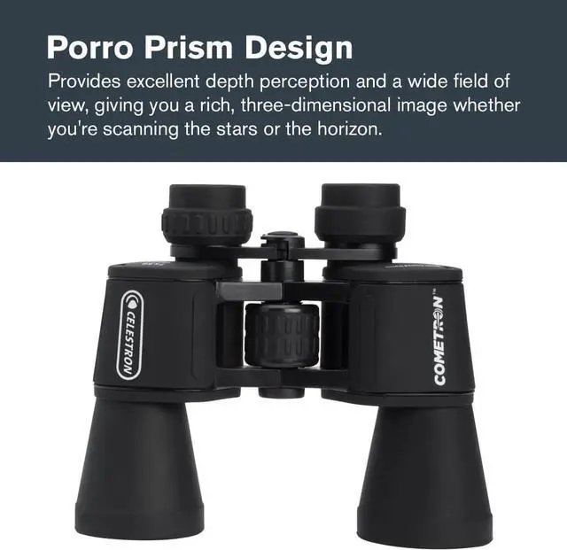 Alt view image 3 of 7 - Celestron Cometron 7x50mm Astronomy Binoculars | Wide-Field Astronomy Binocular, Porro Prism, Multi-Coated Optics, Comfortable Handheld, Tripod Adaptable, Carrying Case