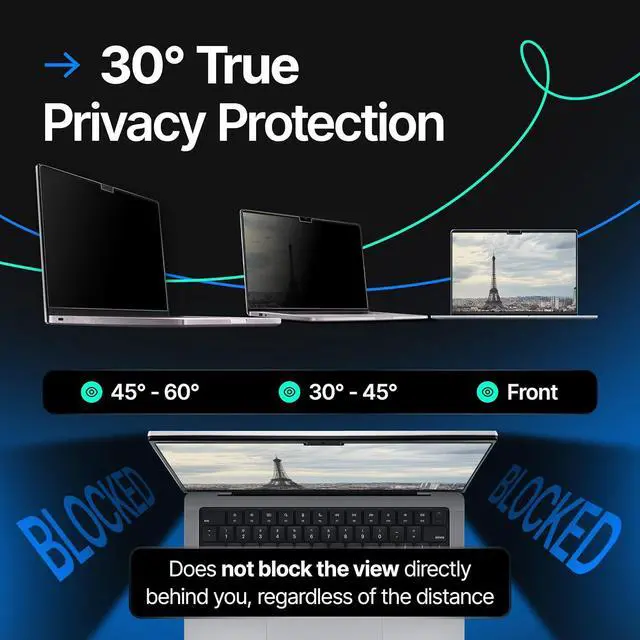 Alt view image 3 of 7 - Magnetic Privacy Screen Compatible with MacBook Pro 16" 2021, 2022, 2023, 2024, M1, M2, M3, M4 Anti-Blue Light Laptop Screen Protector Filter Blue Light Blocking Filter