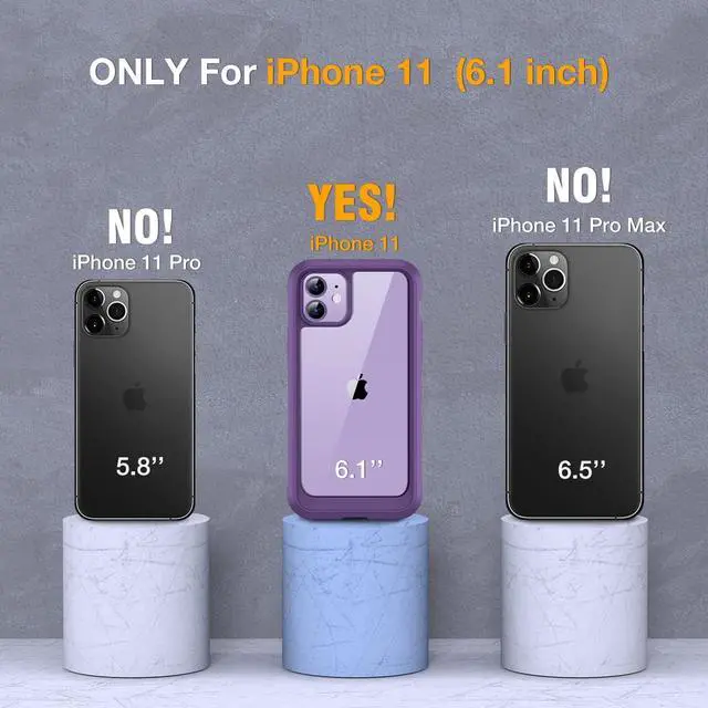Alt view image 6 of 7 - Miracase Glass Series for iPhone 11 Case 6.1 inch, Upgraded Full-Body Rugged Phone Bumper Case Cover with Built-in 9H Tempered Glass Screen Protector and Camera Protector, Purple