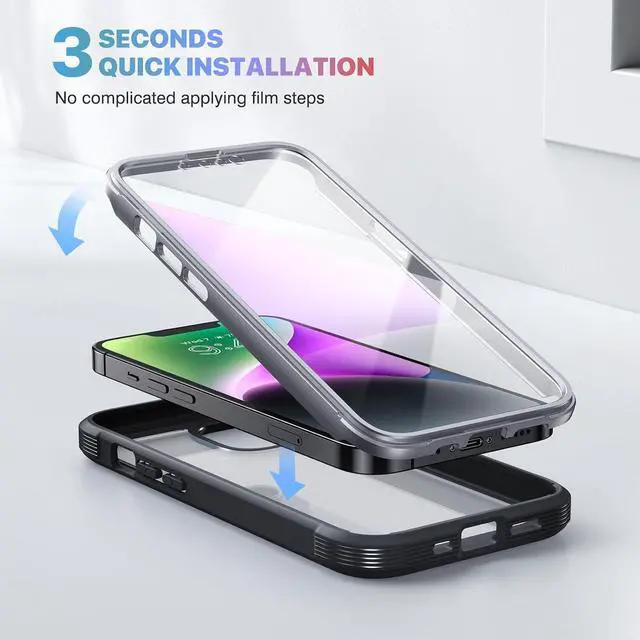 Alt view image 6 of 7 - Diaclara Designed for iPhone 14 Plus Case, Full Body Rugged Case with Built-in Touch Sensitive Anti-Scratch Screen Protector, with Camera Lens Protector for iPhone 14 Plus 6.7" (Black)